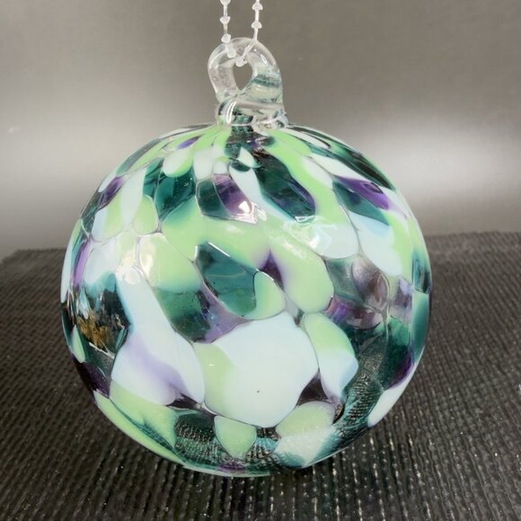 Hand Blown Studio Art Glass Orb Ornament Friendship Ball Witch Ball Multicolored - Picture 7 of 12